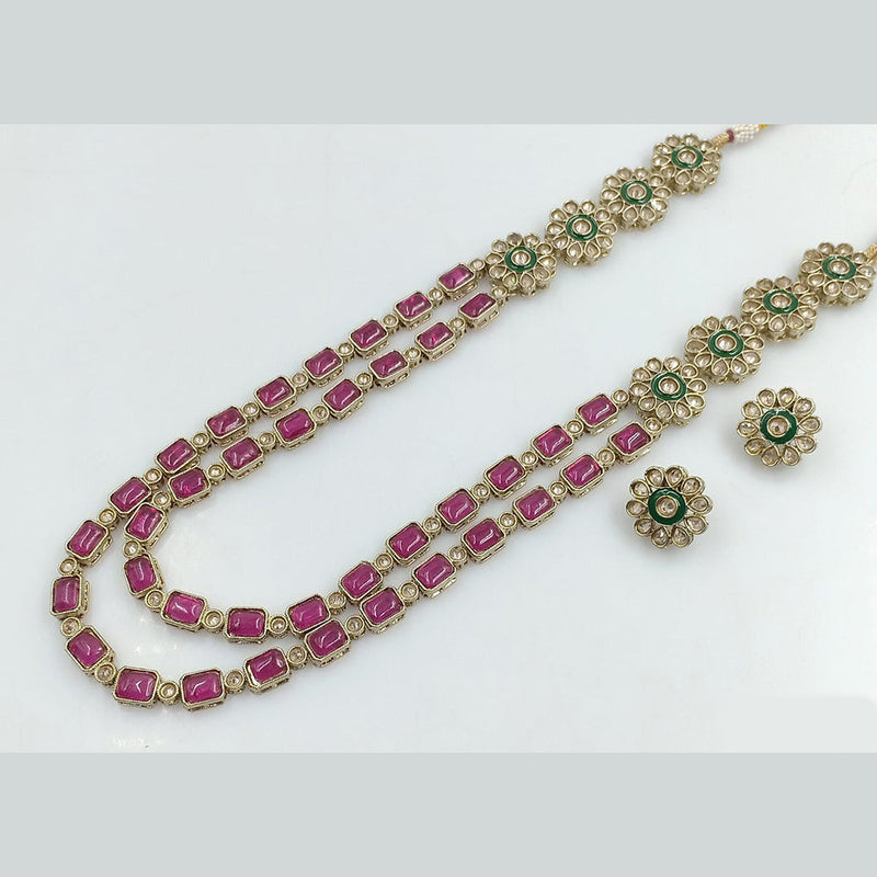 Rajwadi Collection Gold Plated Crystal Stone Long Necklace Set