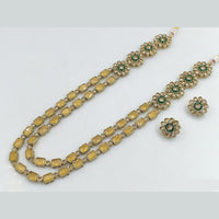 Rajwadi Collection Gold Plated Crystal Stone Long Necklace Set