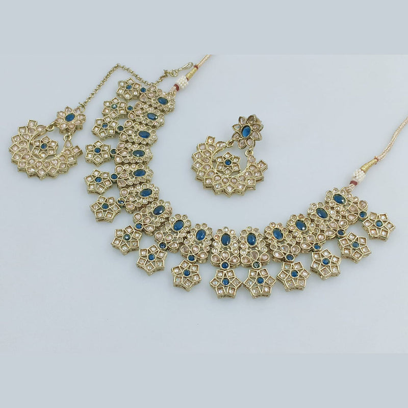 Rajwadi Collection Gold Plated Crystal Stone Necklace Set