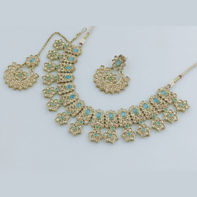 Rajwadi Collection Gold Plated Crystal Stone Necklace Set