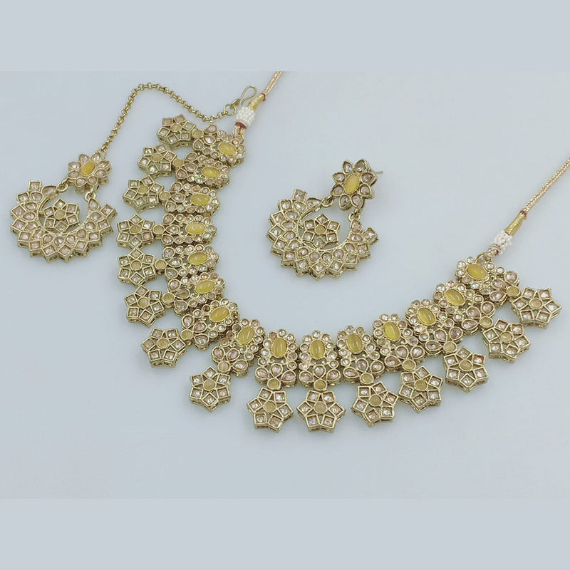 Rajwadi Collection Gold Plated Crystal Stone Necklace Set