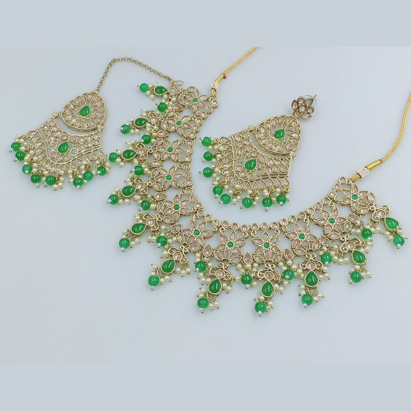 Rajwadi Collection Gold Plated Crystal Stone And Beads Necklace Set