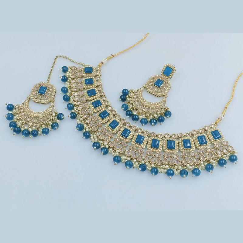 Rajwadi Collection Gold  Plated Crystal Stone And Beads Necklace Set