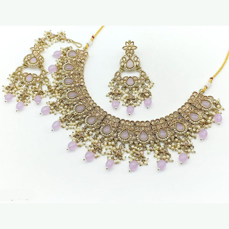 Rajwadi Collection Gold Plated Crystal Stone And Beads Necklace Set