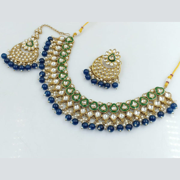 Rajwadi Collection Gold Plated Kundan Stone And Meenakari Necklace Set