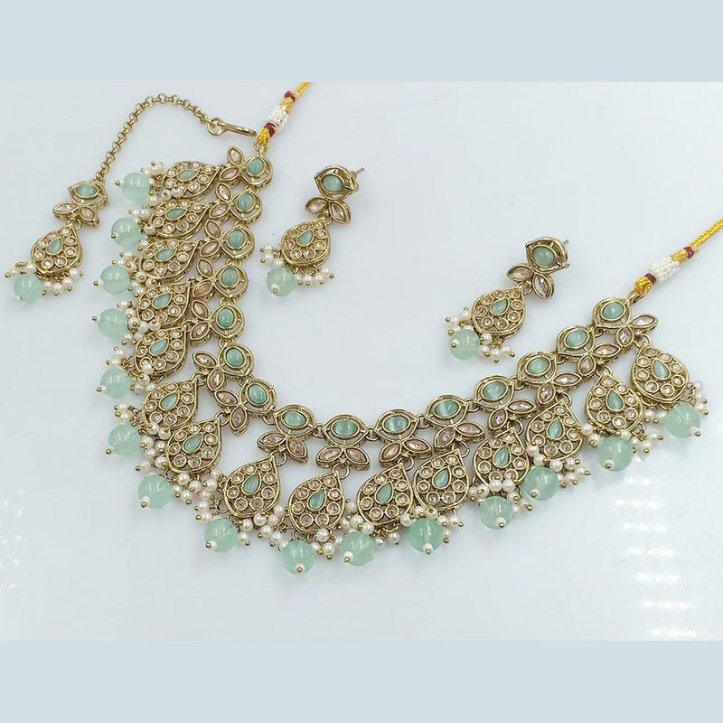 Rajwadi Collection Gold Plated Crystal Stone And Beads Necklace Set