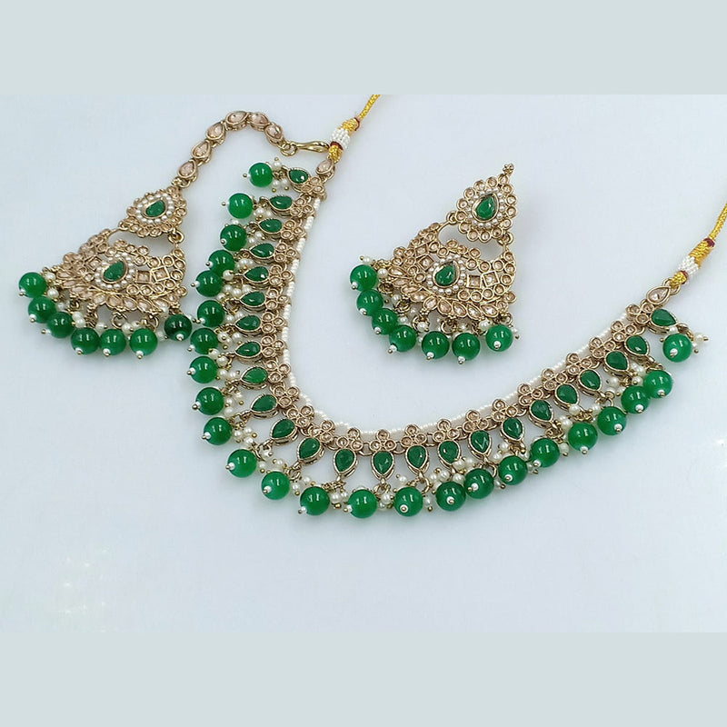 Rajwadi Collection Gold Plated Crystal Stone And Beads Necklace Set