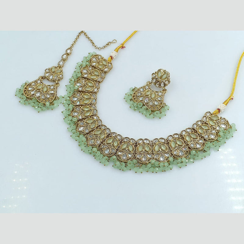 Rajwadi Collection Gold Plated Crystal Stone And Beads Necklace Set