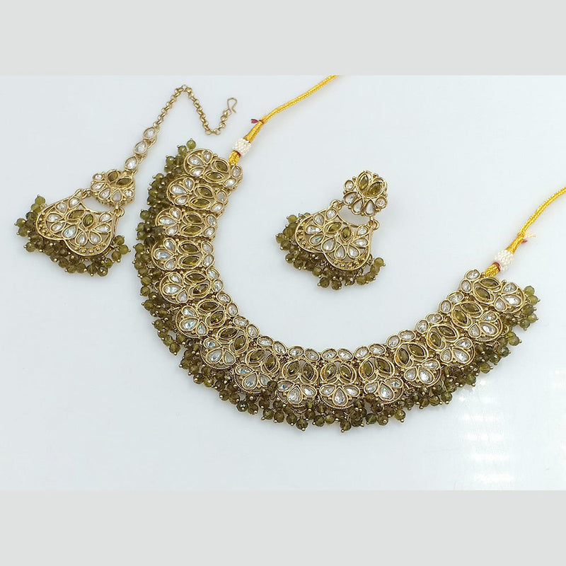 Rajwadi Collection Gold Plated Crystal Stone And Beads Necklace Set