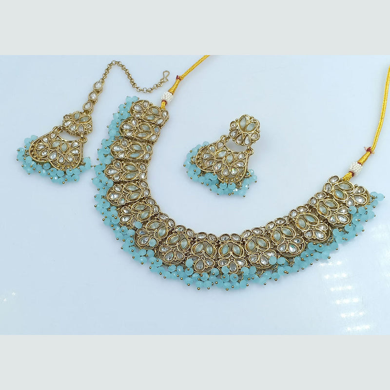 Rajwadi Collection Gold Plated Crystal Stone And Beads Necklace Set