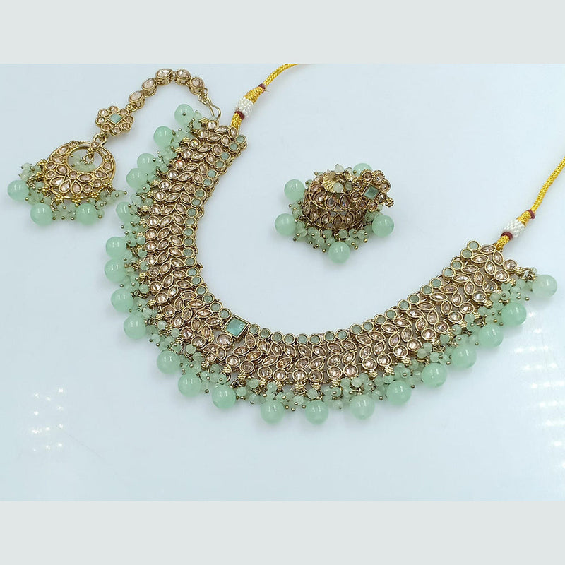 Rajwadi Collection Gold Plated Crystal Stone And Beads Necklace Set