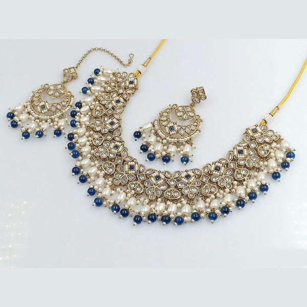 Rajwadi Collection Gold Plated Crystal Stone And Beads Necklace Set