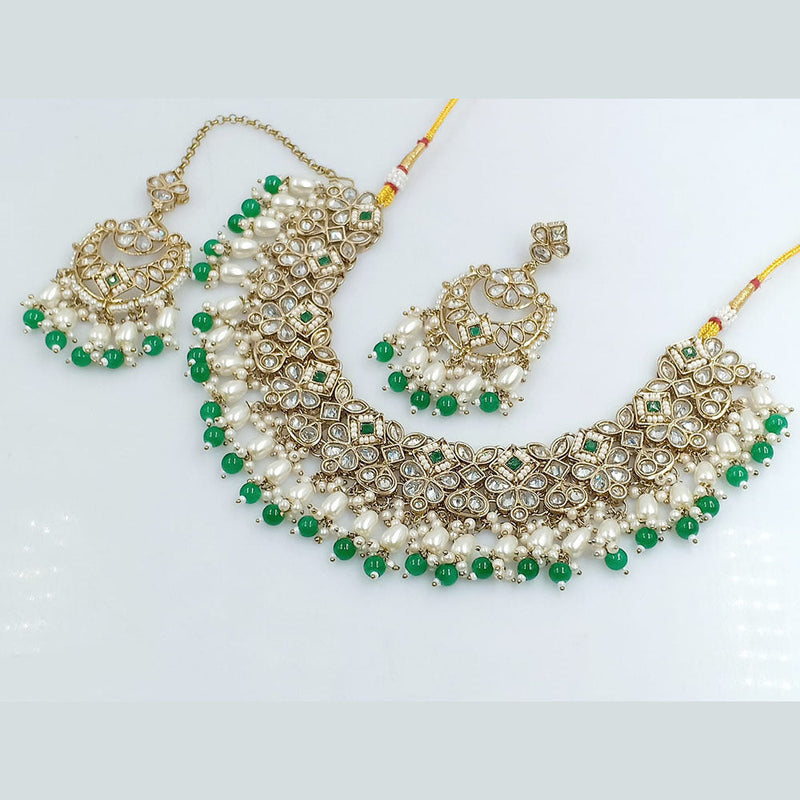 Rajwadi Collection Gold Plated Crystal Stone And Beads Necklace Set