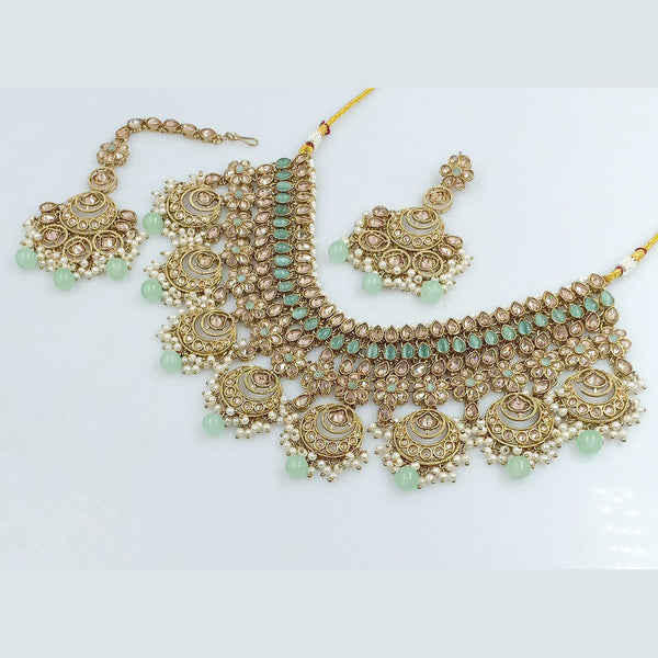 Rajwadi Collection Gold Plated Crystal Stone And Beads Necklace Set