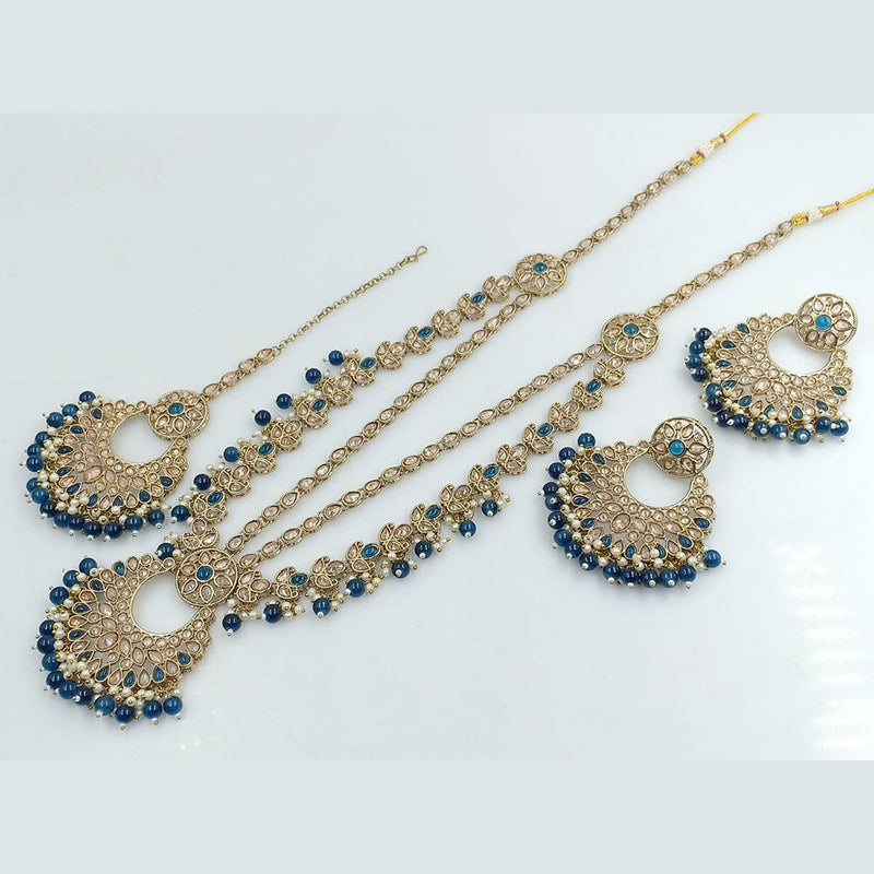 Rajwadi Collection Gold Plated Crystal Stone And Beads Long Necklace Set