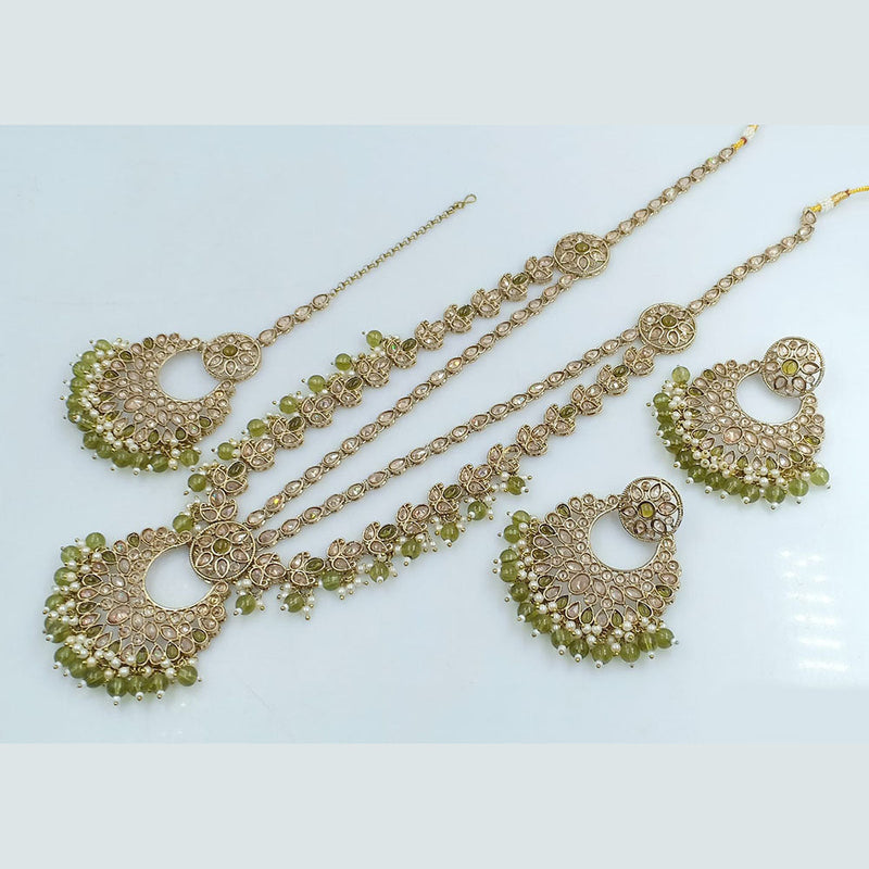 Rajwadi Collection Gold Plated Crystal Stone And Beads Long Necklace Set