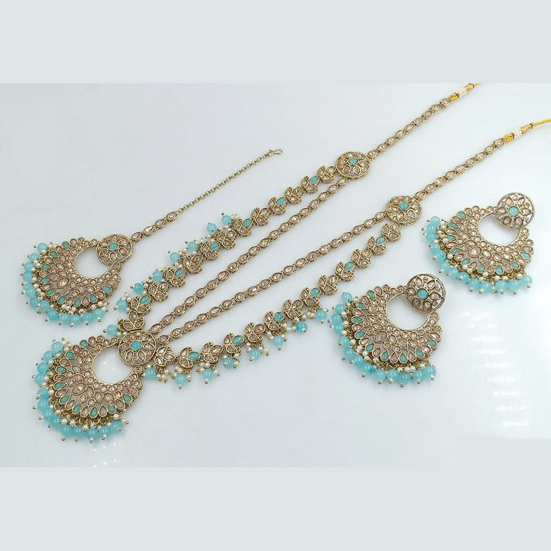 Rajwadi Collection Gold Plated Crystal Stone And Beads Long Necklace Set