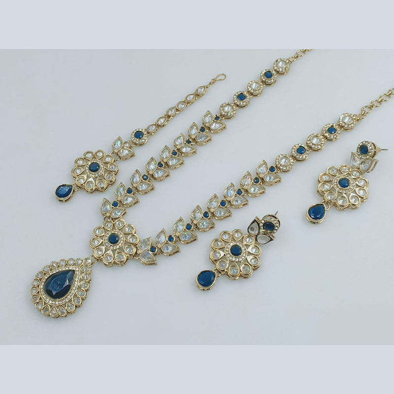 Rajwadi Collection Gold Plated Crystal Stone Necklace Set