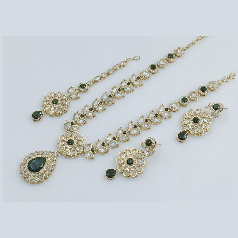 Rajwadi Collection Gold Plated Crystal Stone Necklace Set