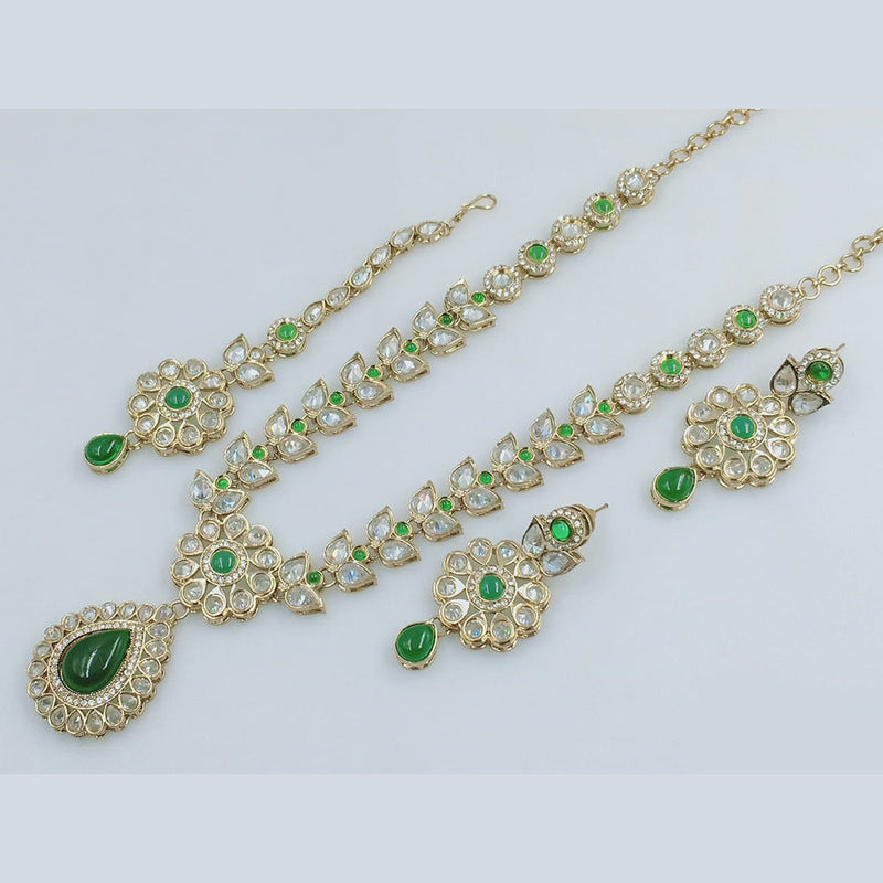 Rajwadi Collection Gold Plated Crystal Stone Necklace Set