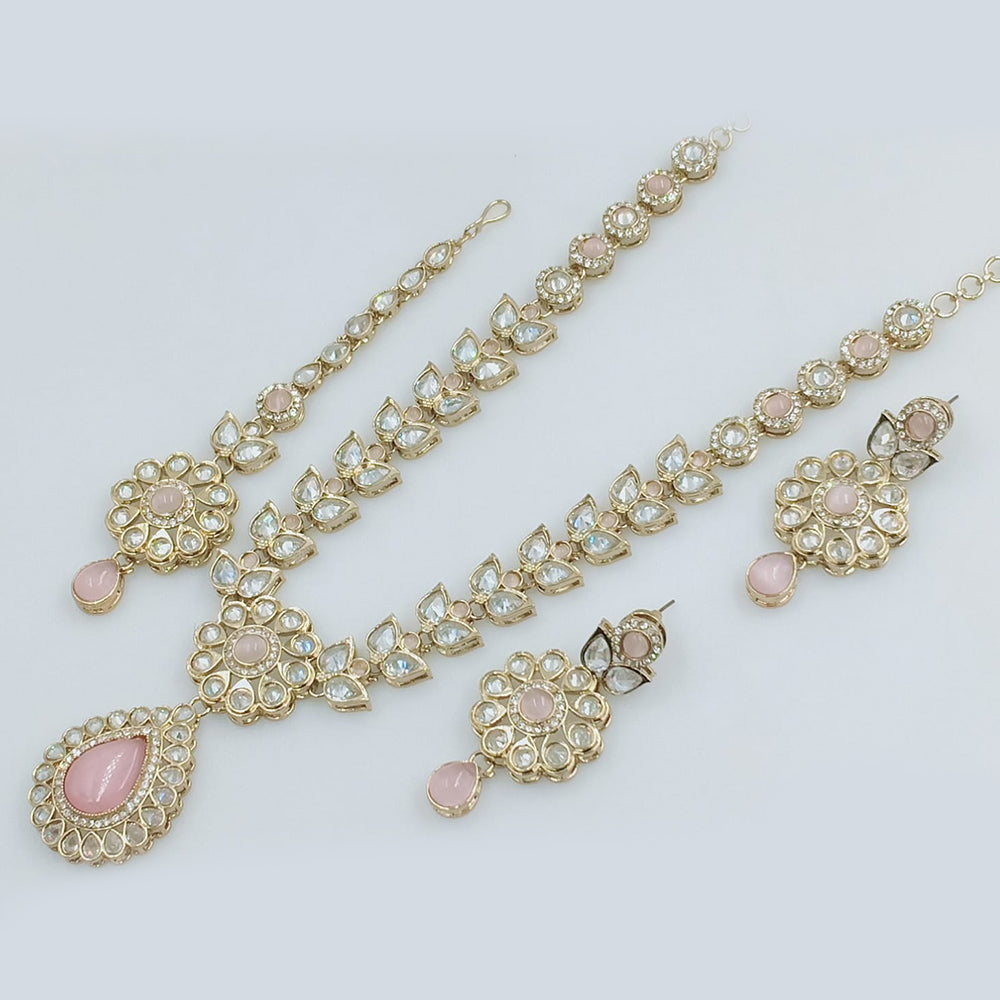 Rajwadi Collection Gold Plated Crystal Stone Necklace Set