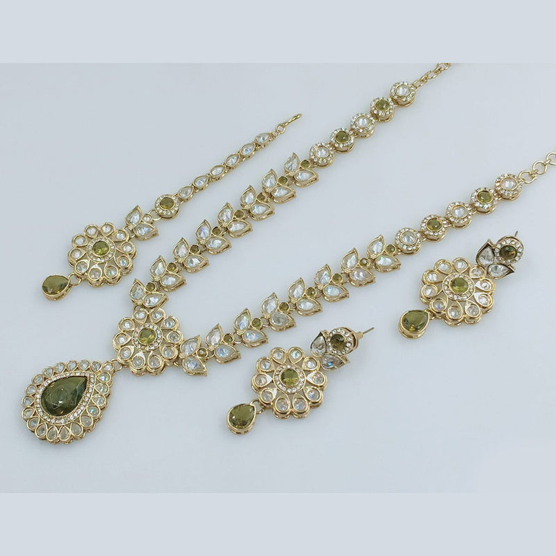 Rajwadi Collection Gold Plated Crystal Stone Necklace Set