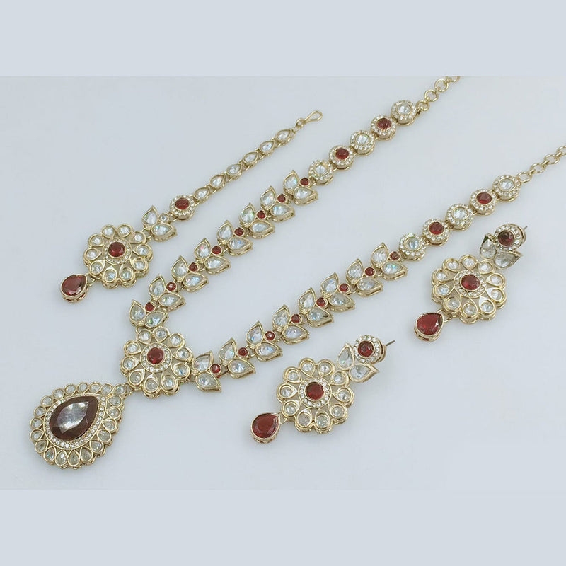 Rajwadi Collection Gold Plated Crystal Stone Necklace Set