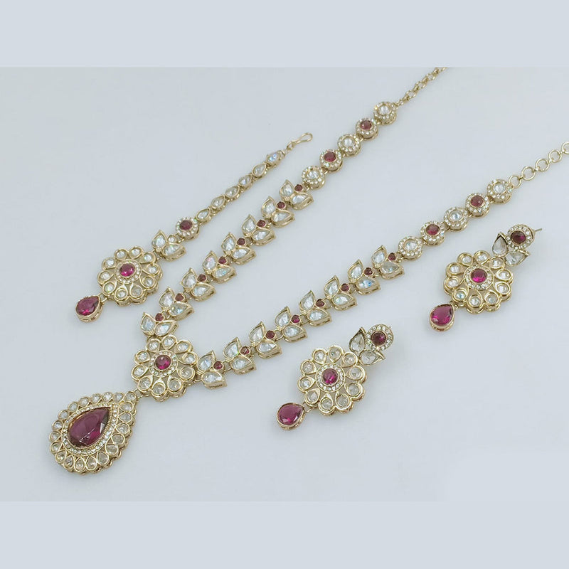 Rajwadi Collection Gold Plated Crystal Stone Necklace Set