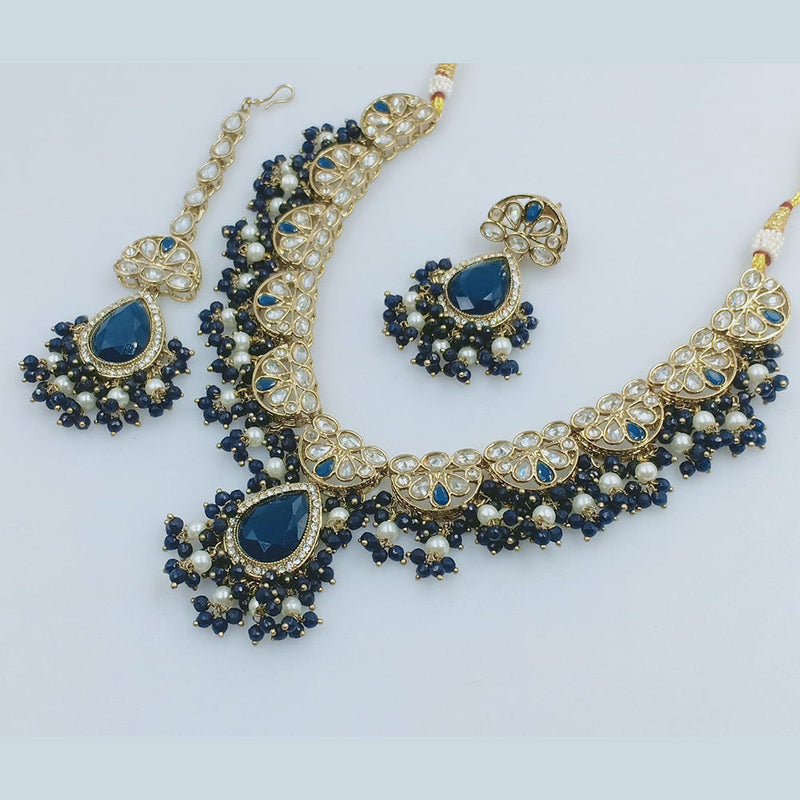 Rajwadi Collection Gold Plated Crystal Stone And Pearls Necklace Set