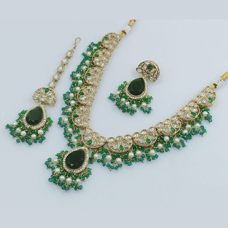 Rajwadi Collection Gold Plated Crystal Stone And Pearls Necklace Set