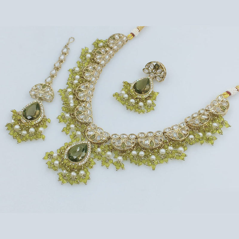 Rajwadi Collection Gold Plated Crystal Stone And Pearls Necklace Set