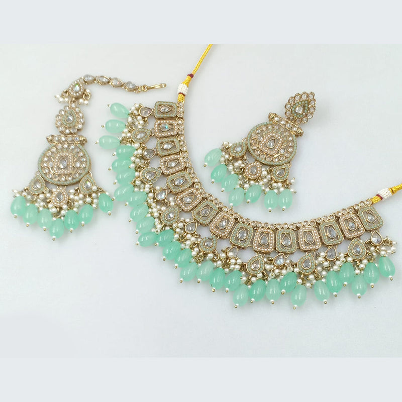 Rajwadi Collection Gold Plated Crystal Stone And Pearls Necklace Set