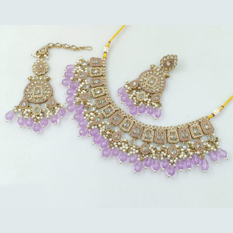 Rajwadi Collection Gold Plated Crystal Stone And Pearls Necklace Set