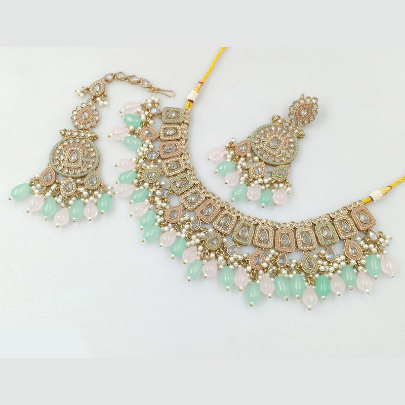 Rajwadi Collection Gold Plated Crystal Stone And Pearls Necklace Set