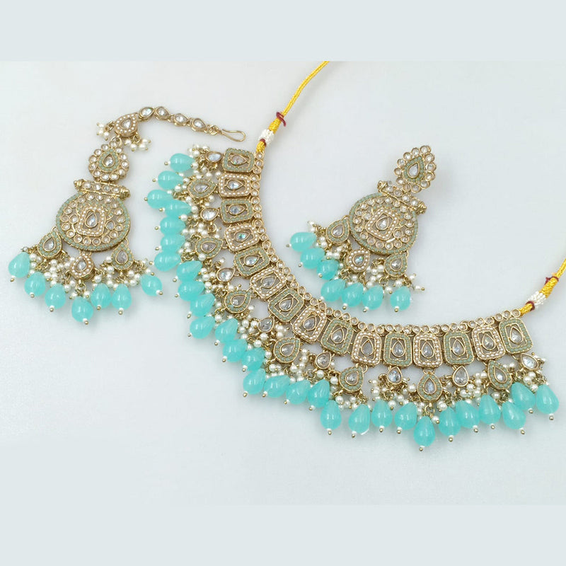 Rajwadi Collection Gold Plated Crystal Stone And Pearls Necklace Set