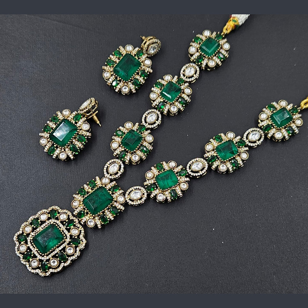 Rajwadi Collection Gold Plated American Diamond Necklace Set