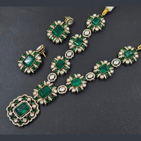 Rajwadi Collection Gold Plated American Diamond Necklace Set