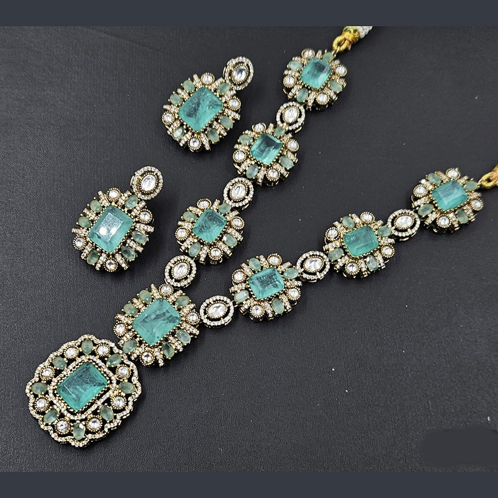 Rajwadi Collection Gold Plated American Diamond Necklace Set
