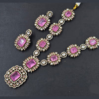 Rajwadi Collection Gold Plated American Diamond Necklace Set