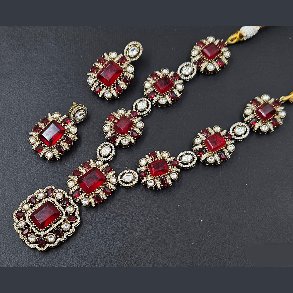 Rajwadi Collection Gold Plated American Diamond Necklace Set