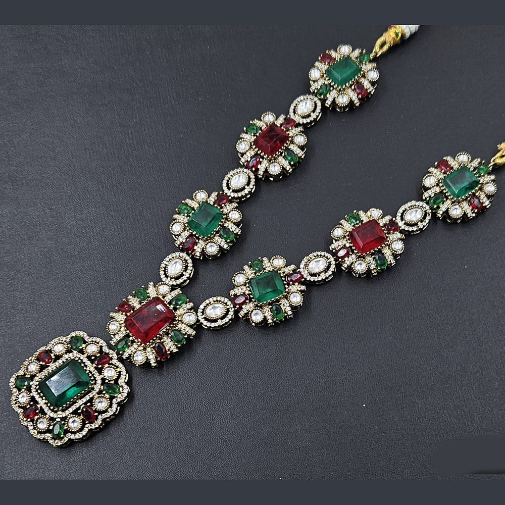 Rajwadi Collection Gold Plated American Diamond Necklace Set