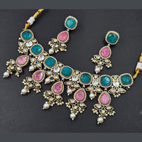 Rajwadi Collection Gold Plated American Diamond And Beads Necklace Set