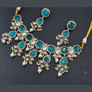 Rajwadi Collection Gold Plated American Diamond And Beads Necklace Set