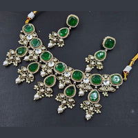 Rajwadi Collection Gold Plated American Diamond And Beads Necklace Set