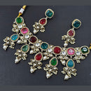 Rajwadi Collection Gold Plated American Diamond And Beads Necklace Set