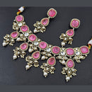 Rajwadi Collection Gold Plated American Diamond And Beads Necklace Set