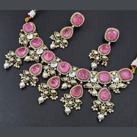 Rajwadi Collection Gold Plated American Diamond And Beads Necklace Set