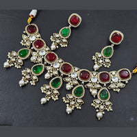 Rajwadi Collection Gold Plated American Diamond And Beads Necklace Set