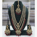Rajwadi Collection Gold Plated Crystal Stone And Beads Long Necklace Set