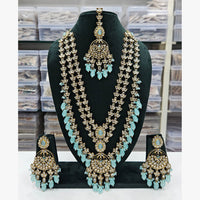 Rajwadi Collection Gold Plated Crystal Stone And Beads Long Necklace Set